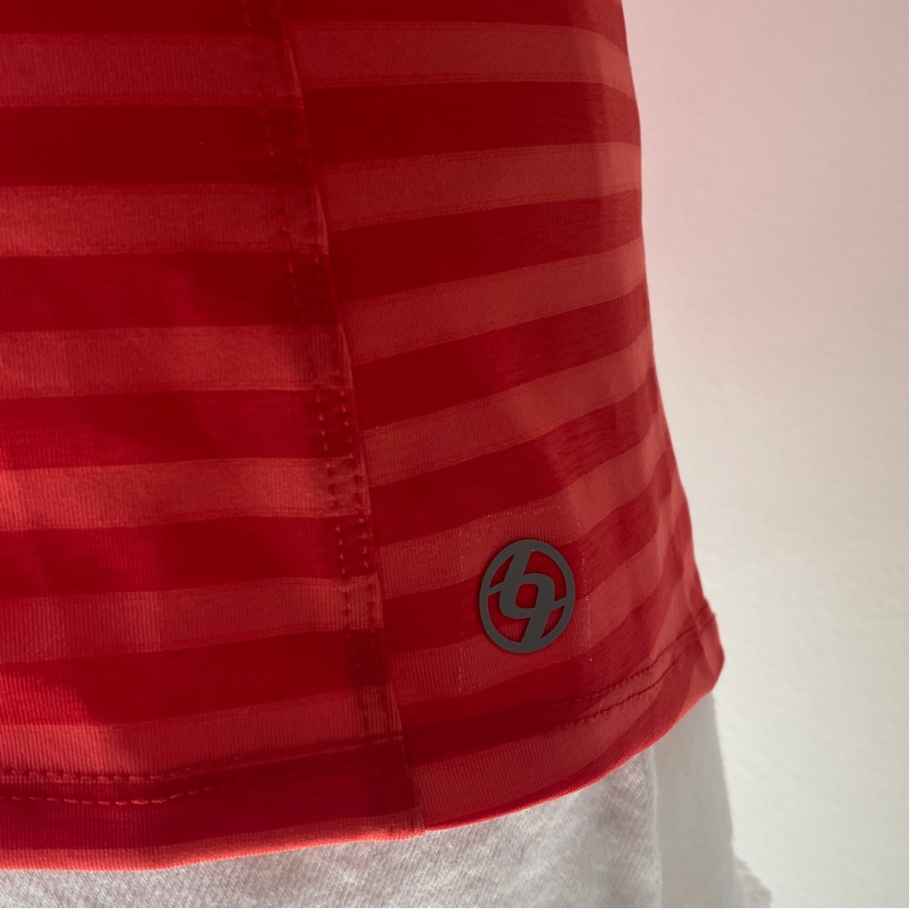 Lija NWT Red Orange Stripe Sleeveless Polo S | Tenniscore Golf Top | Preppy - Picture 8 of 13